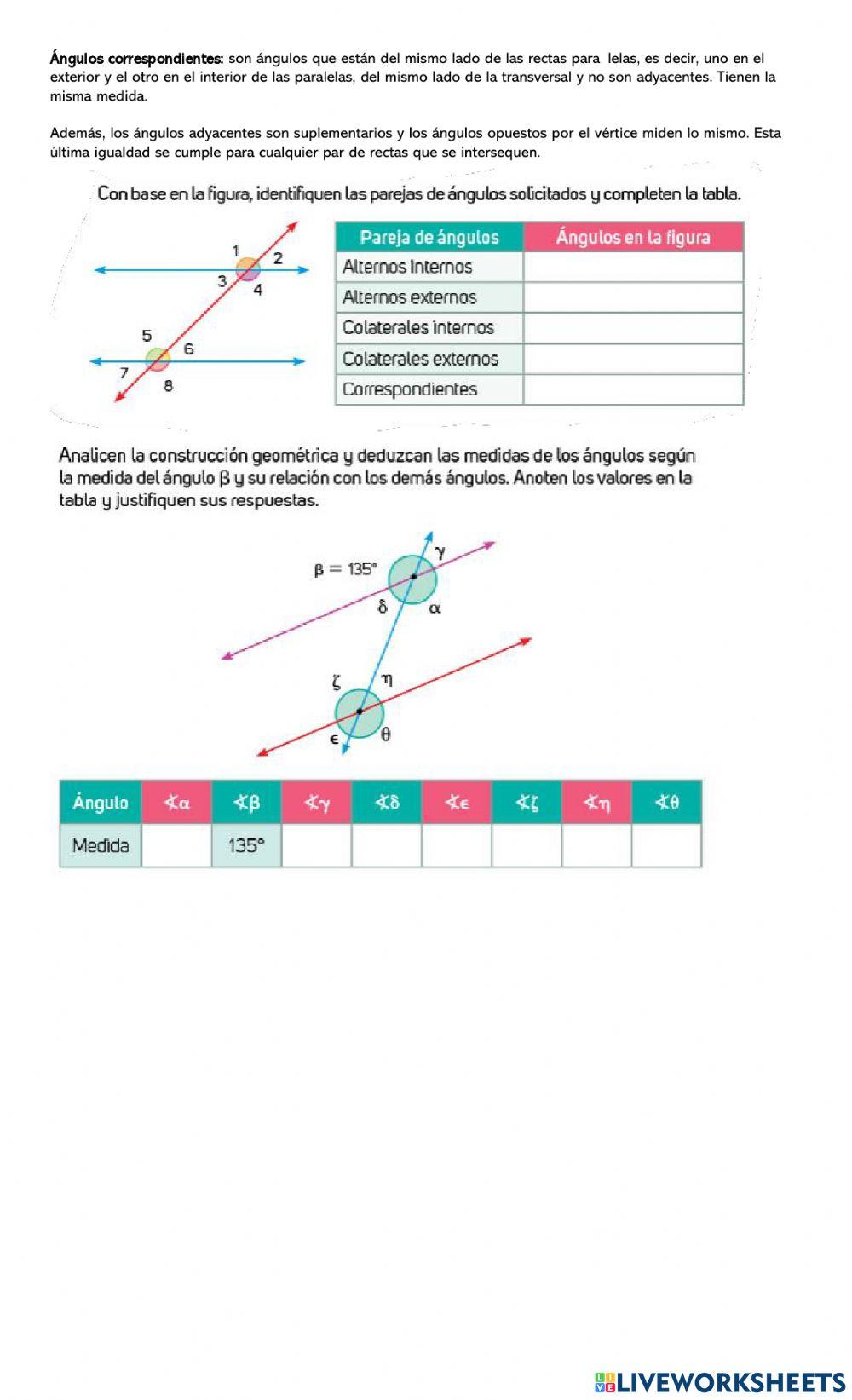 Rectas paralelas y transversales