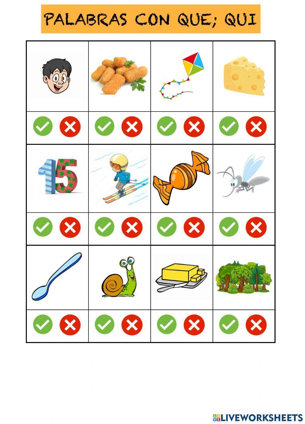 Palabras con que-qui