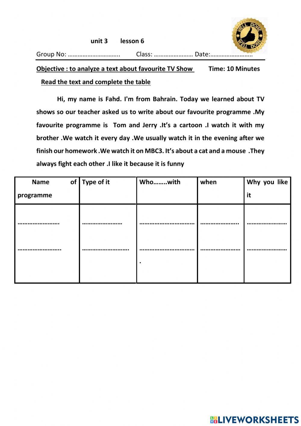 Reading about TV shows