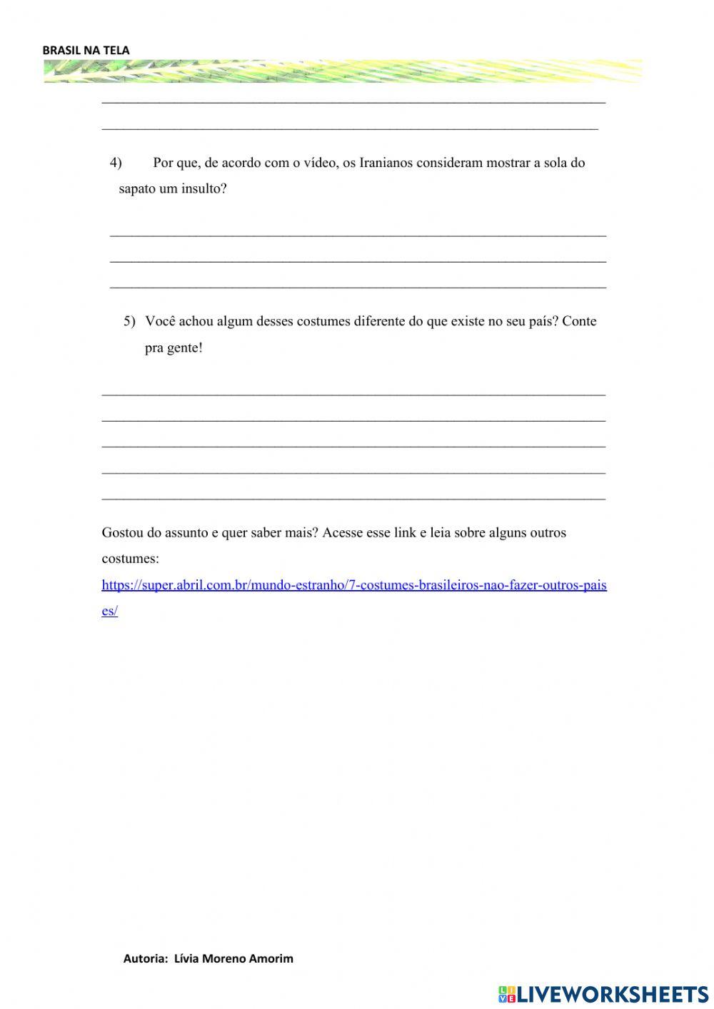 Costumes estranhos DE  brasileiros E ESTRANGEIROS