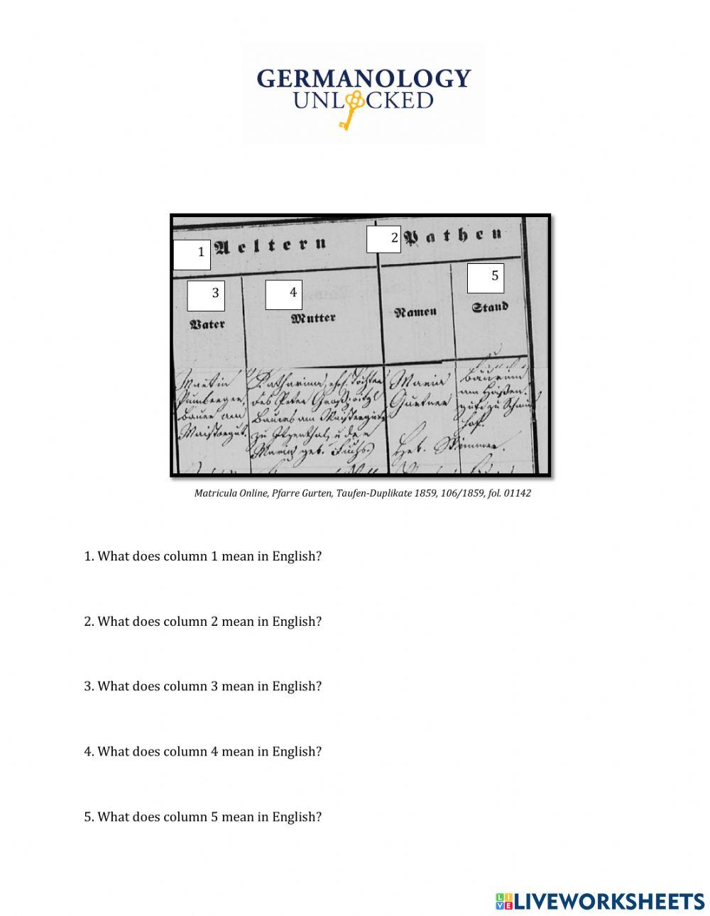 German Church Record