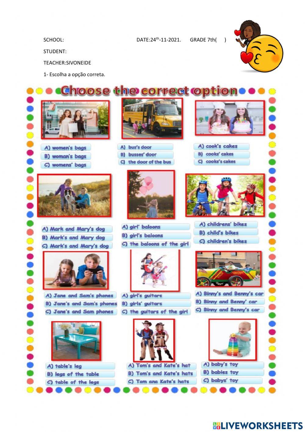 TASK 7th II UNIT -Possessive Case