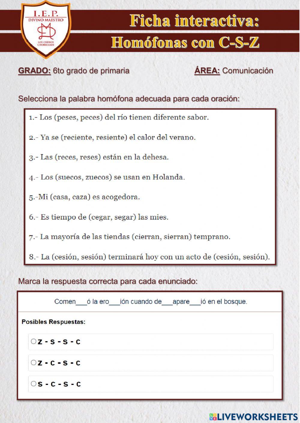 Homófonas con s-c-z