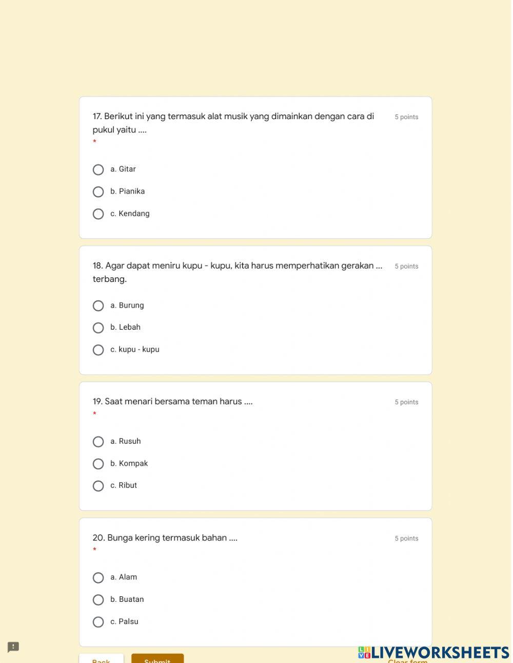 Latihan Tema 1 Kelas 1