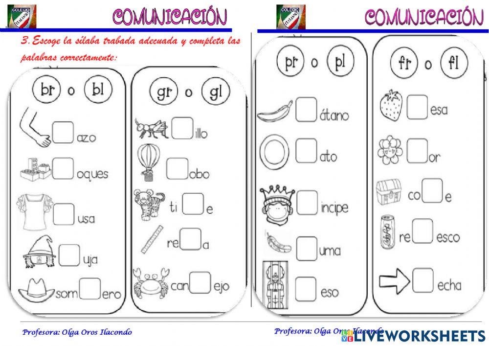 Repaso sílabas trabadas