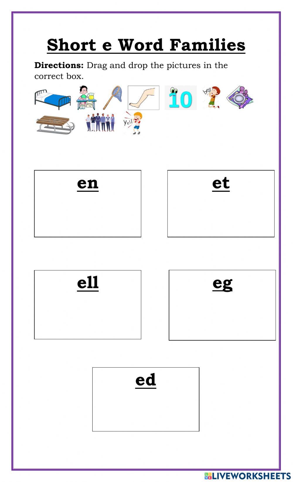 Short e Word Families