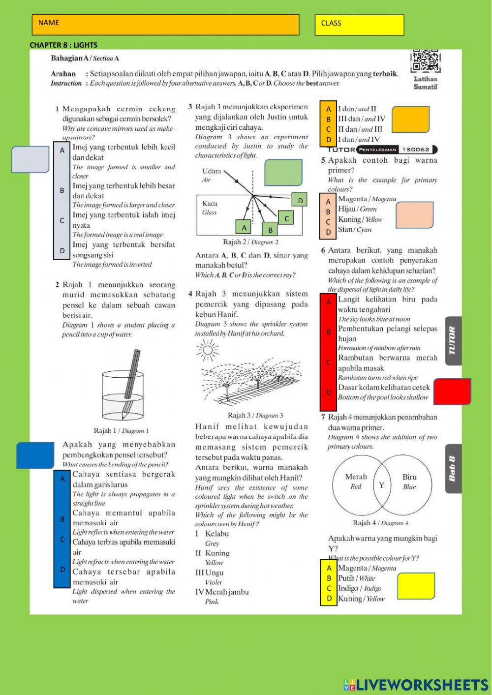 Revision chapter 8 lights Revision chapter 8 lights