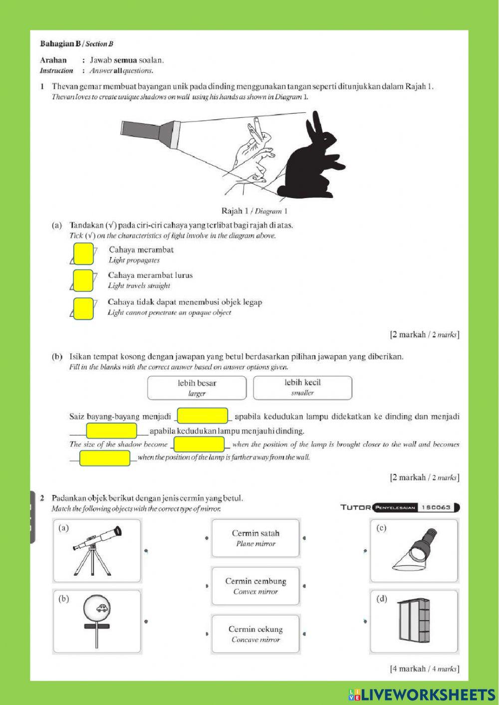 Revision chapter 8 lights Revision chapter 8 lights