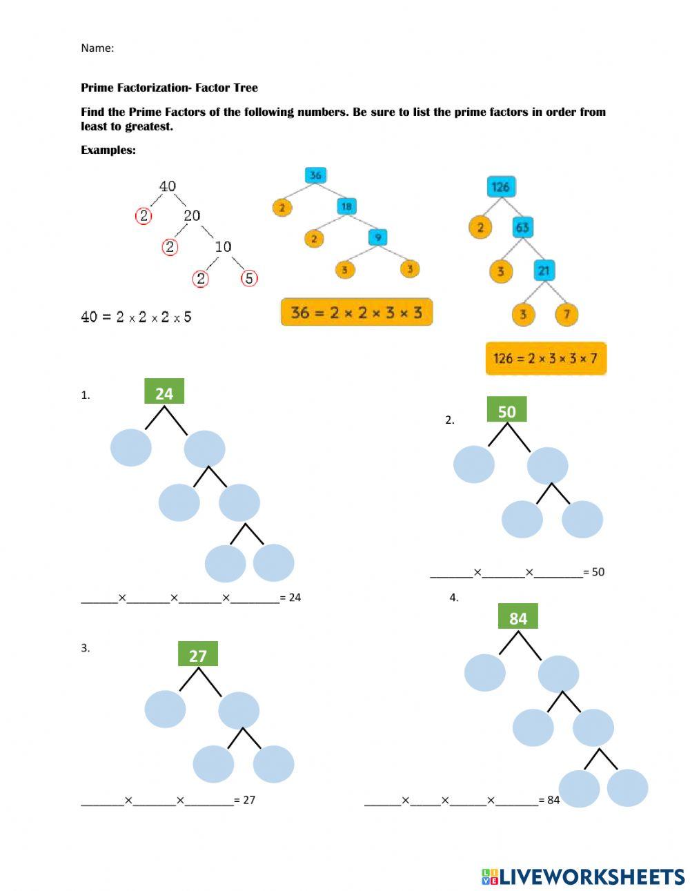 Prime Factorization- Factor tree Method