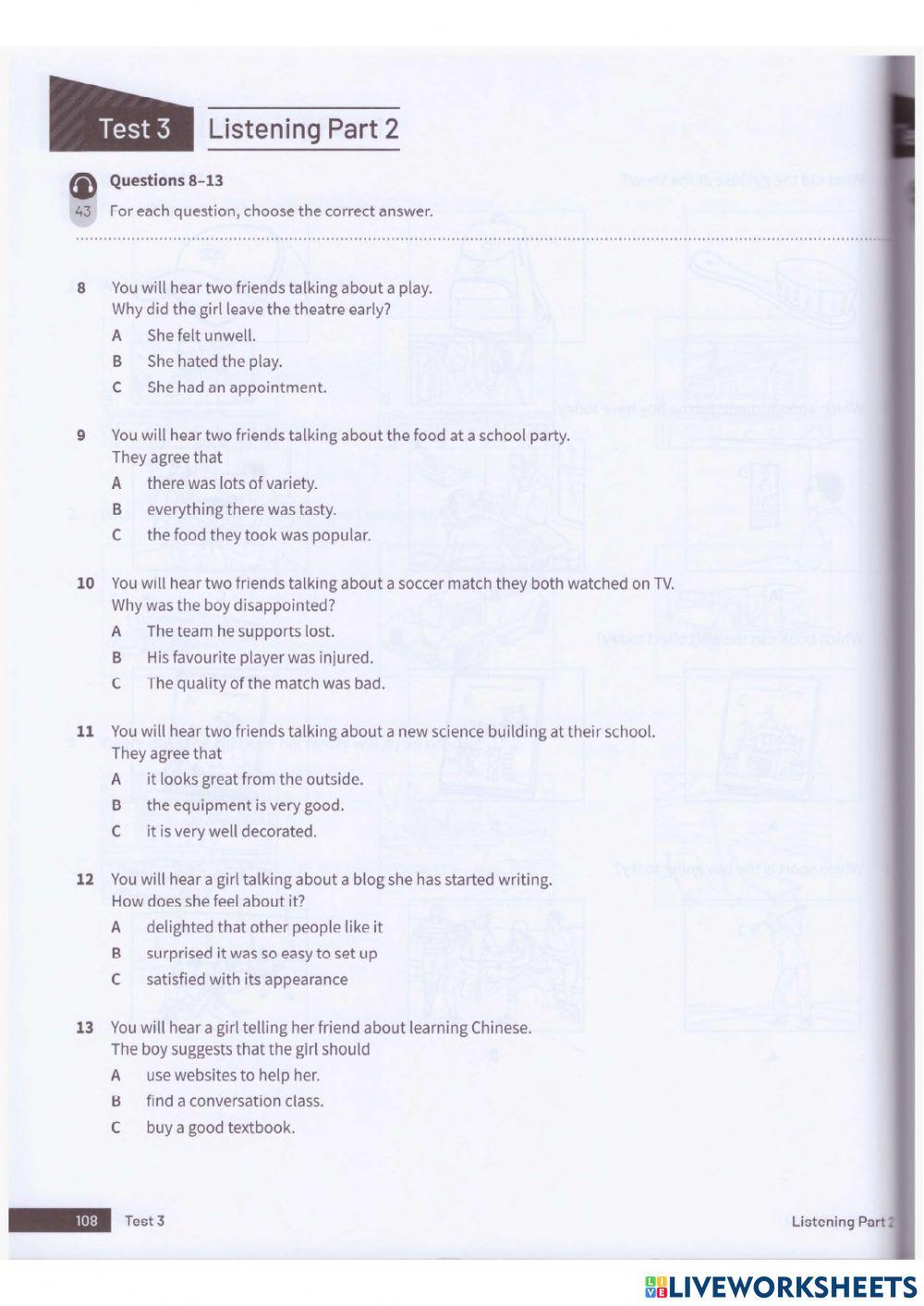 Listening test (Trainer Test 3)