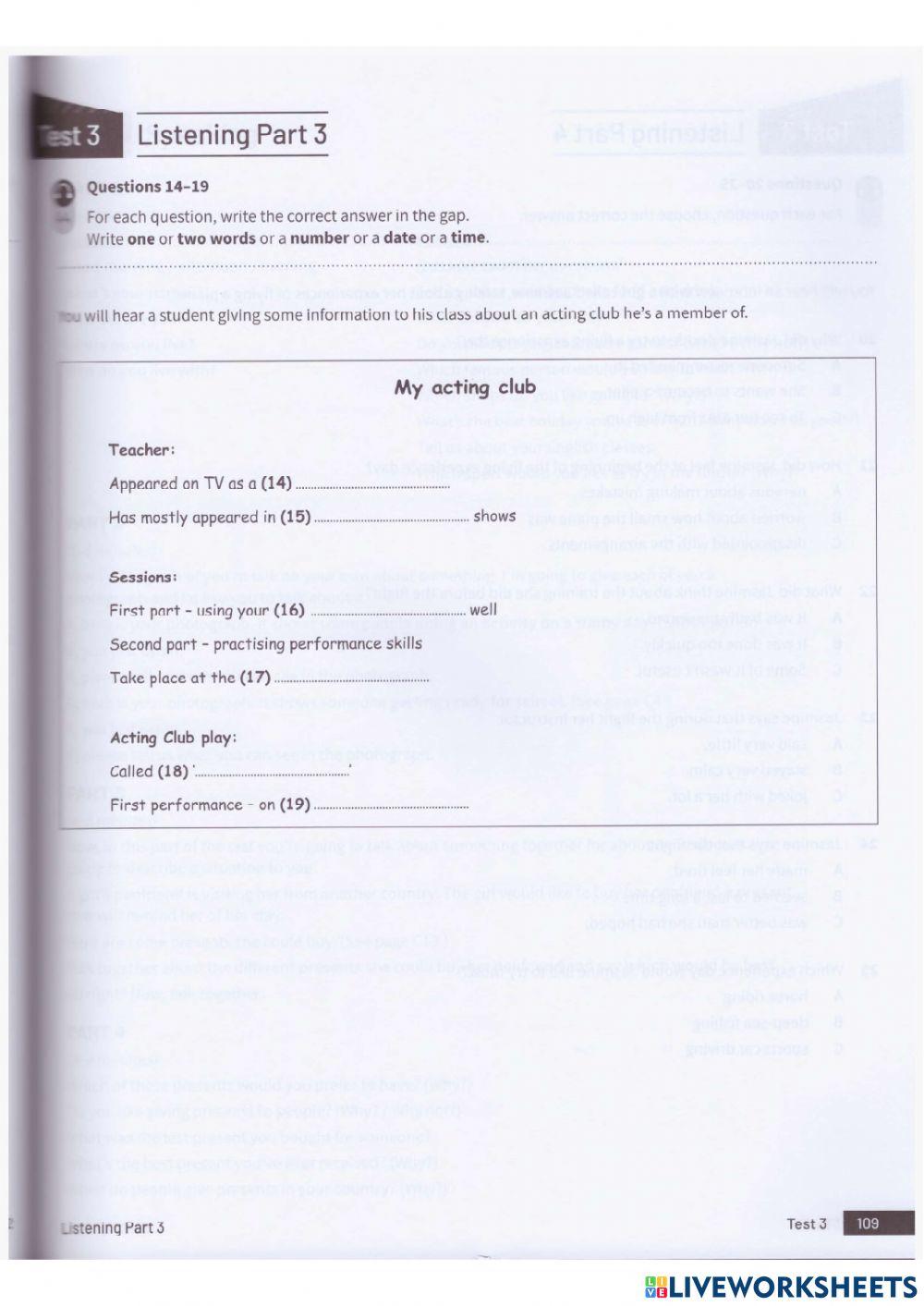 Listening test (Trainer Test 3)