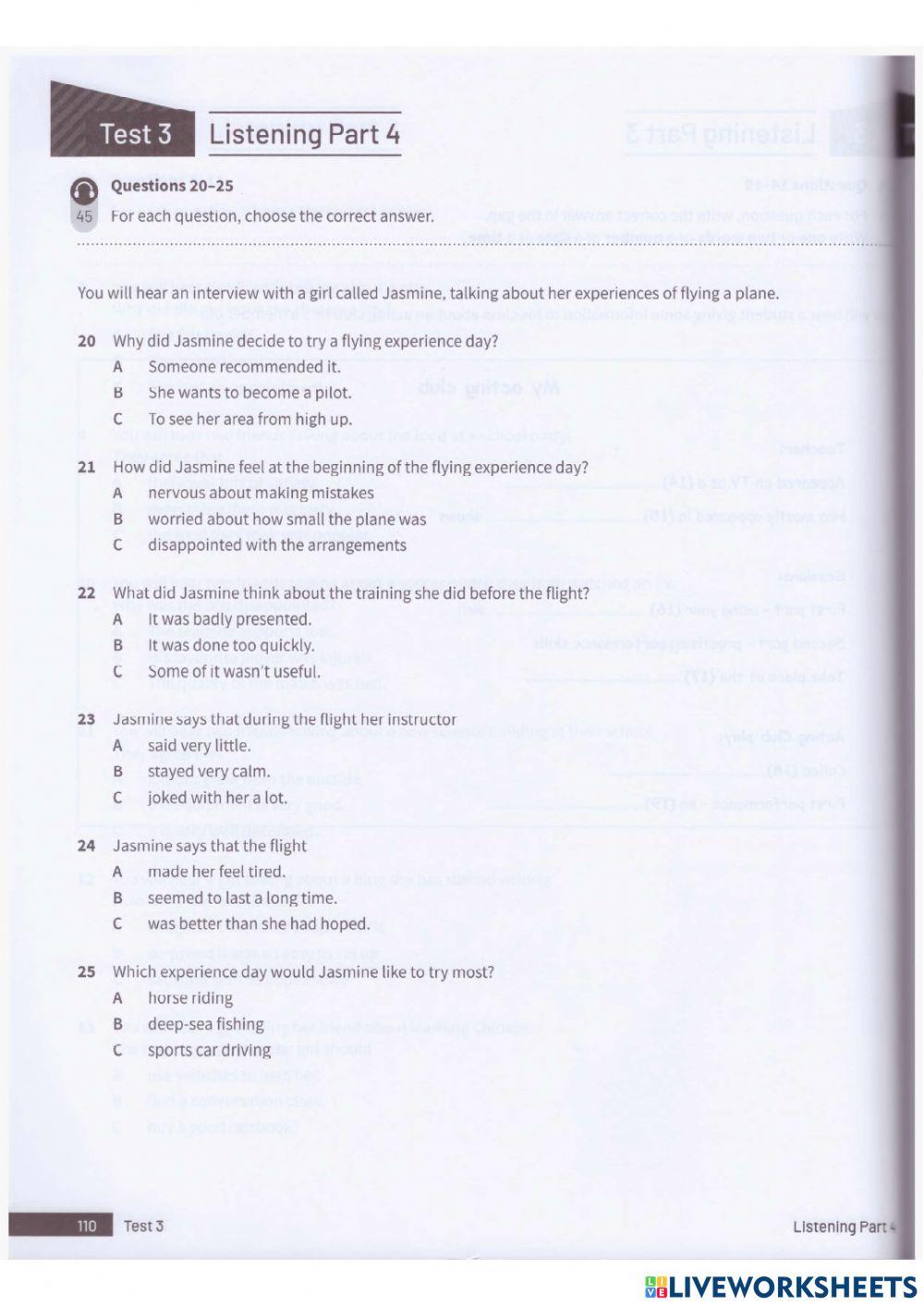 Listening test (Trainer Test 3)