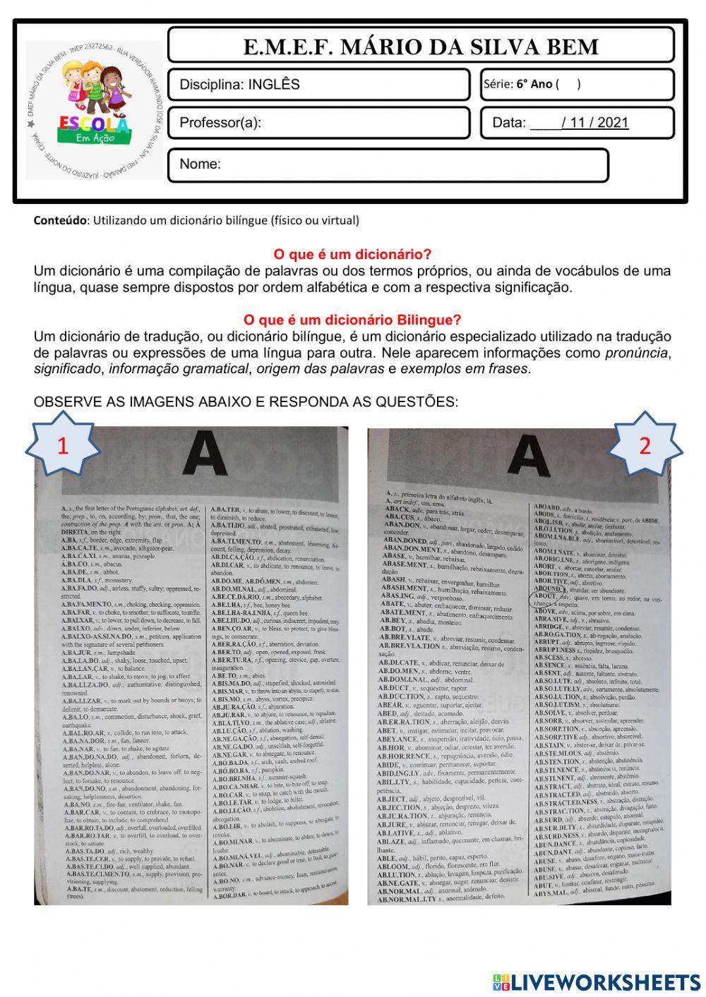 6° ano - Inglês - 25-11-21