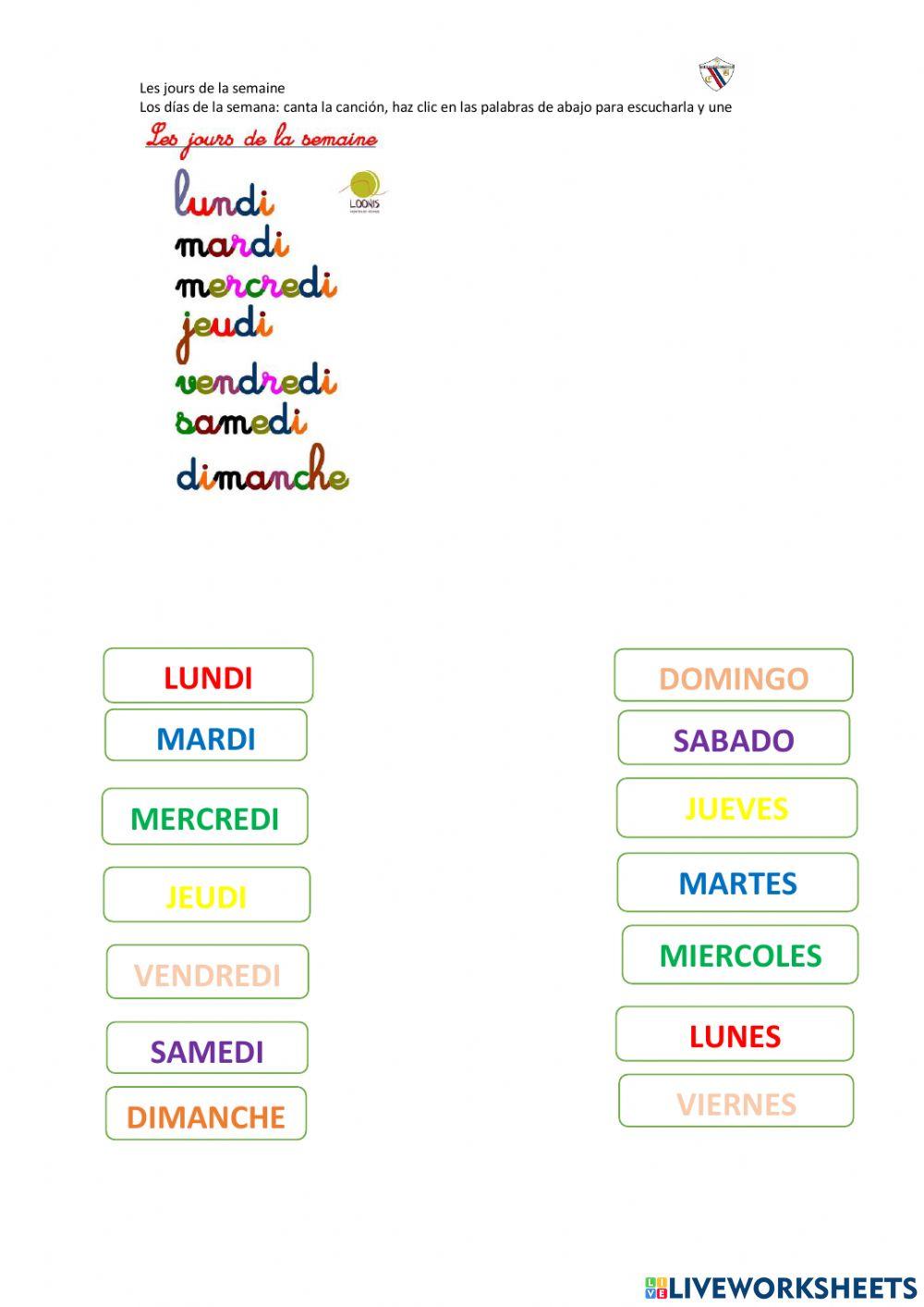 Les jours de la semaine