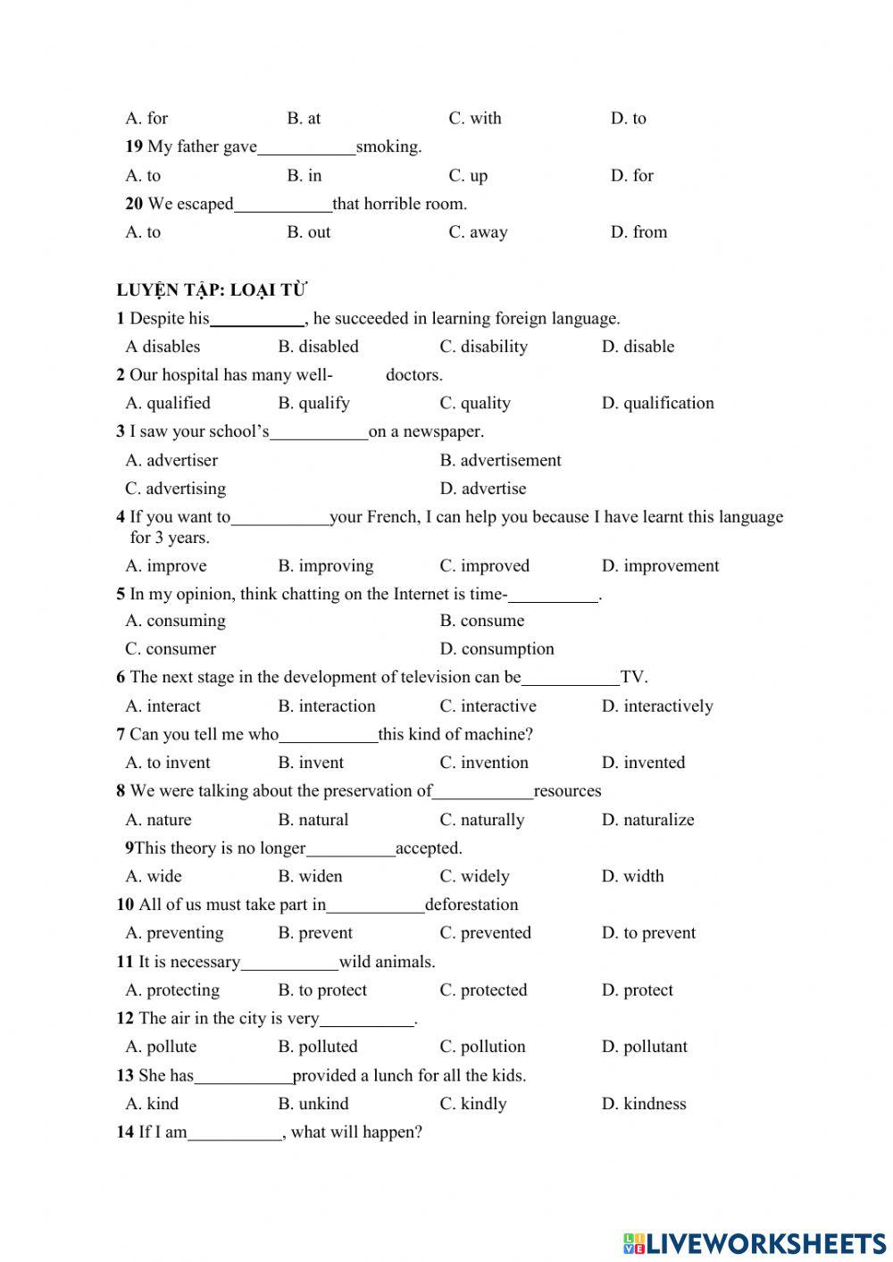 Nhóm 10 : giới từ, loại từ