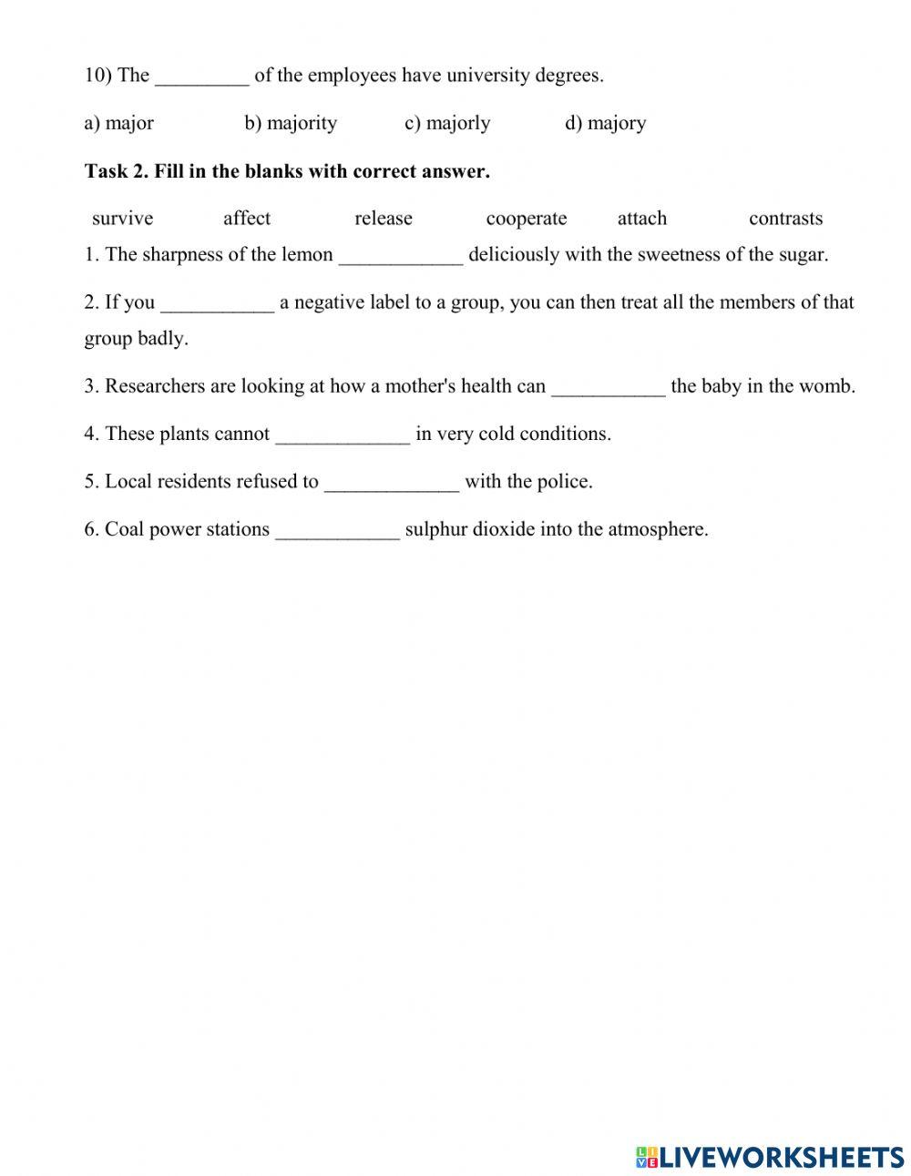 REVISION FOR EoT TEST 1 Vocabulary