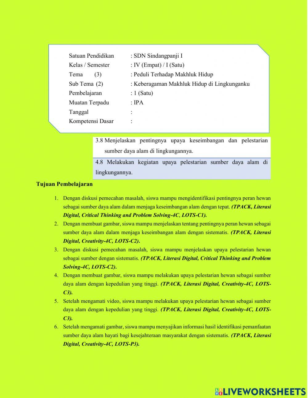 Peduli Terhadap Makhluk Hidup