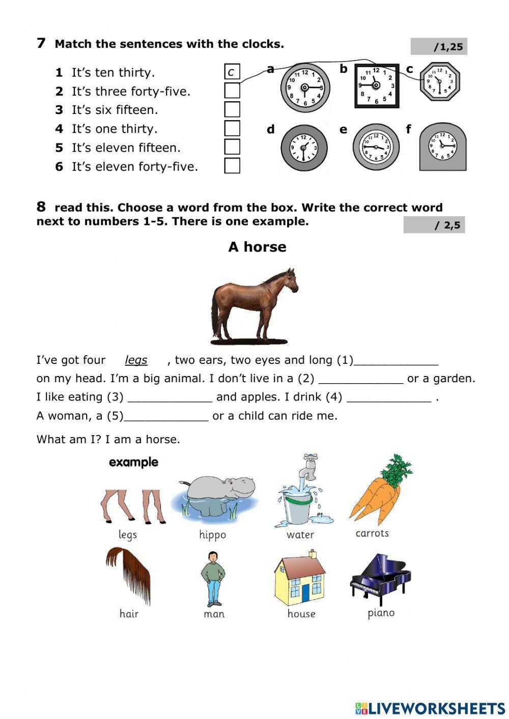 2B - Final Test - Reading & Writing worksheet | Live Worksheets