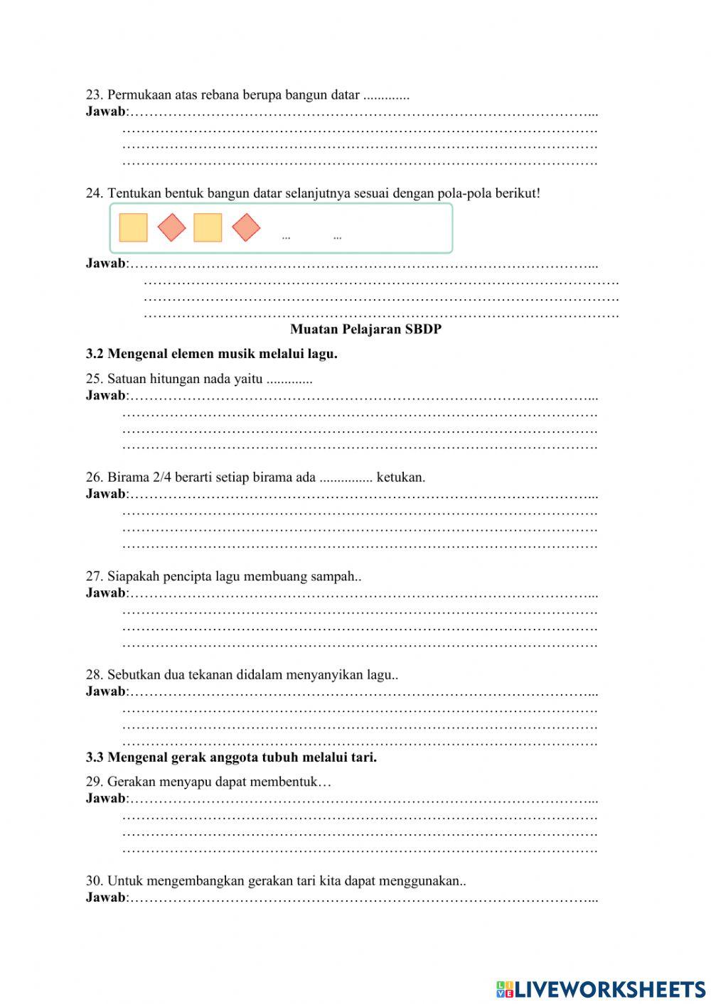 Ulangan tema 4 subtema 1 & 2