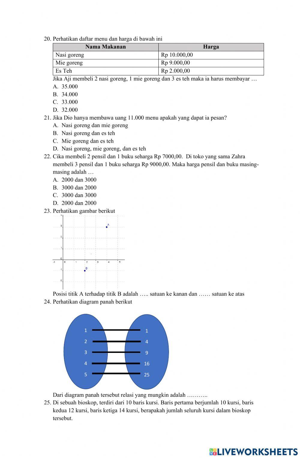 Latihan PAS mtk kelas 8