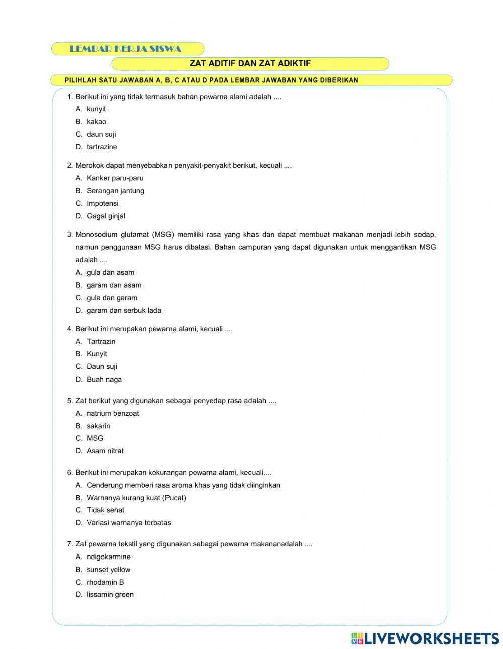 Zat Aditif dan Adiktif