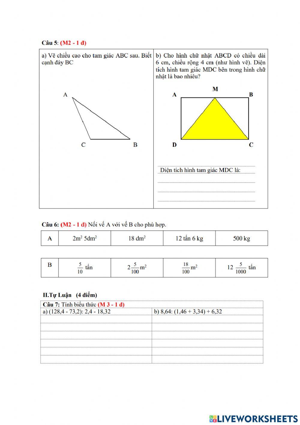 Thi cuối kì Toán 5
