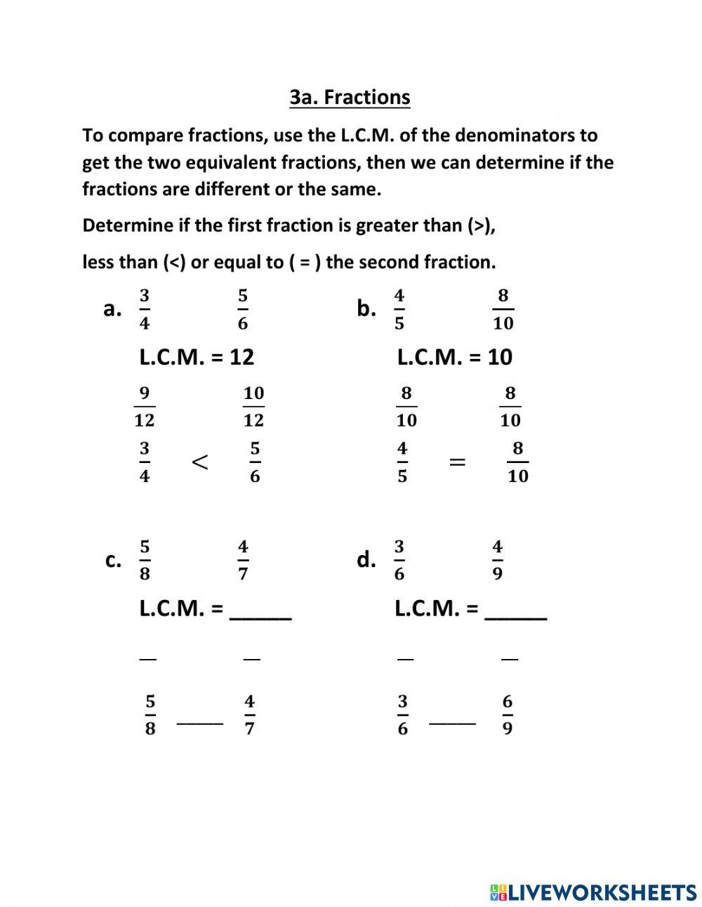 3. Comparing Fractions