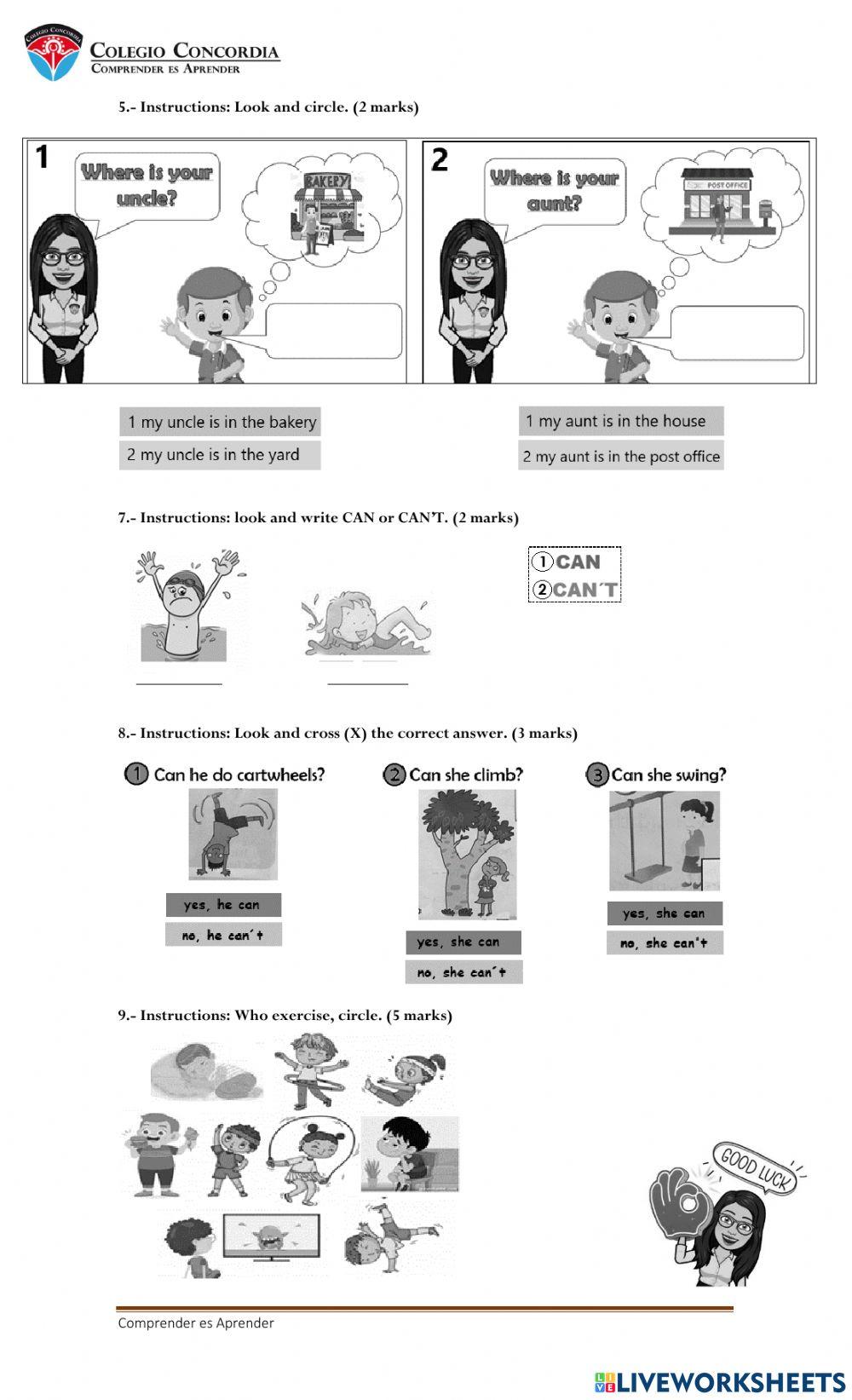English test 2nd grade parcial 2