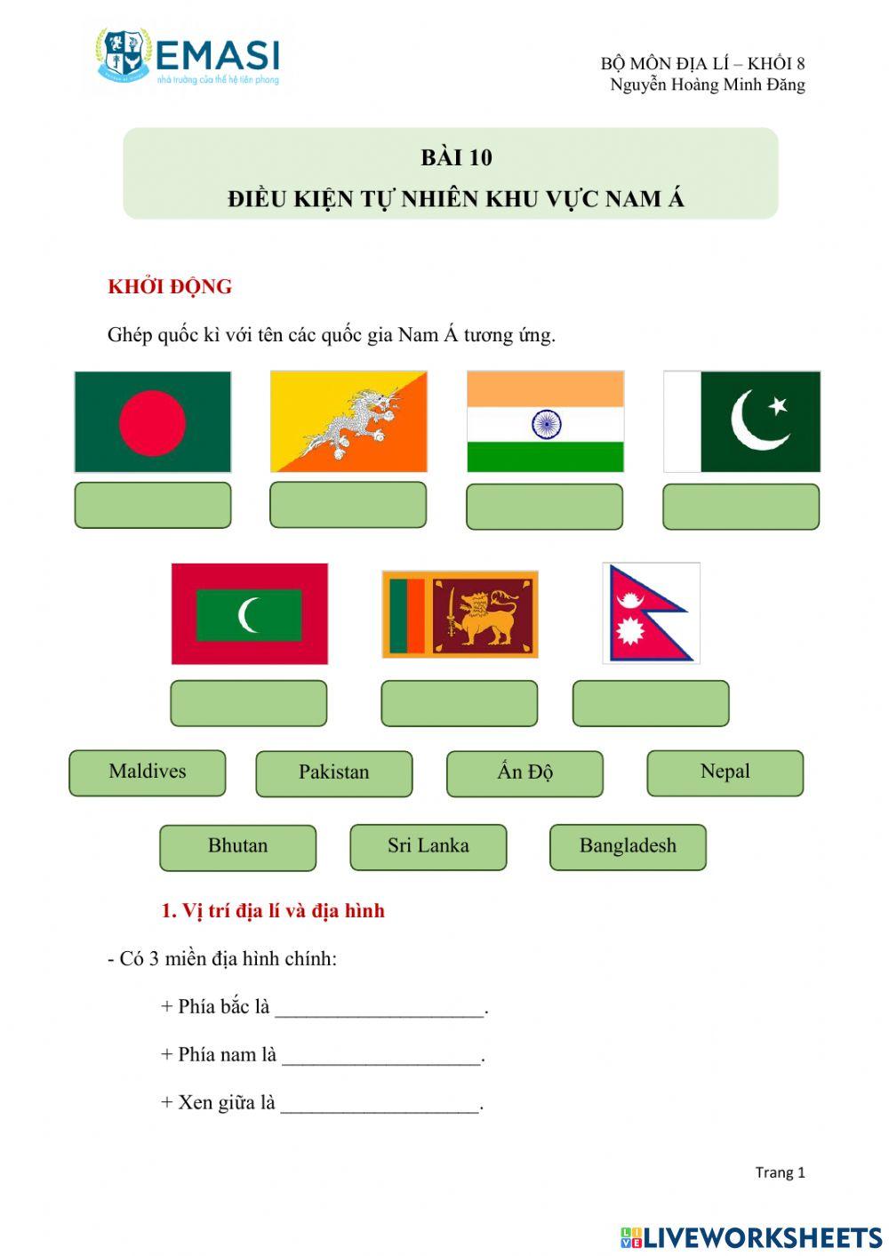 Điều kiên tự nhiên khu vực nam á