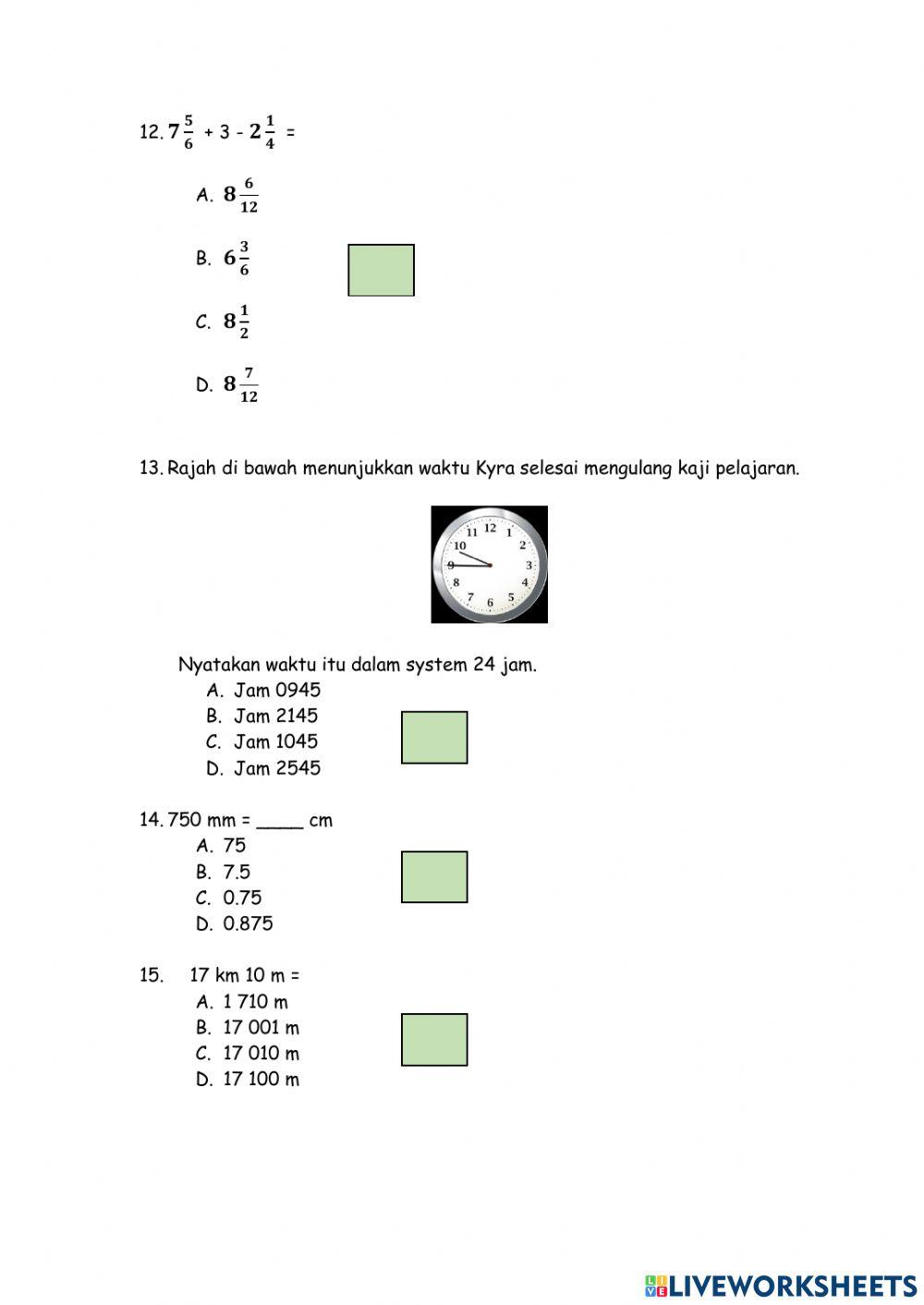 Pentaksiran Setara standard Matematik