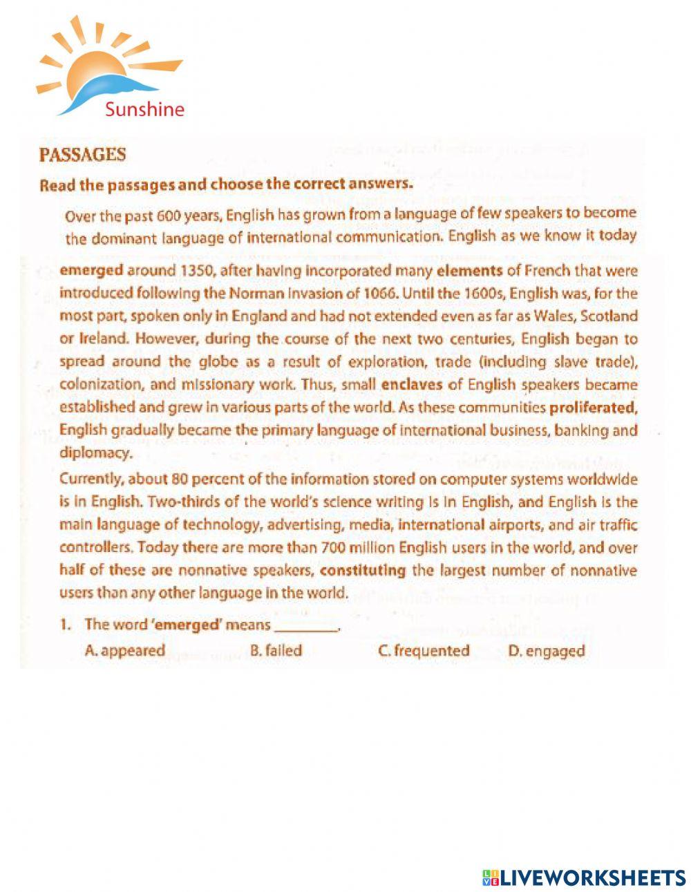 THPT Trắc nghiệm khách quan - guessing vocabulary