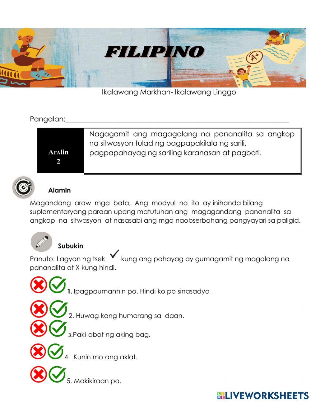 Filipino week 2 Q2