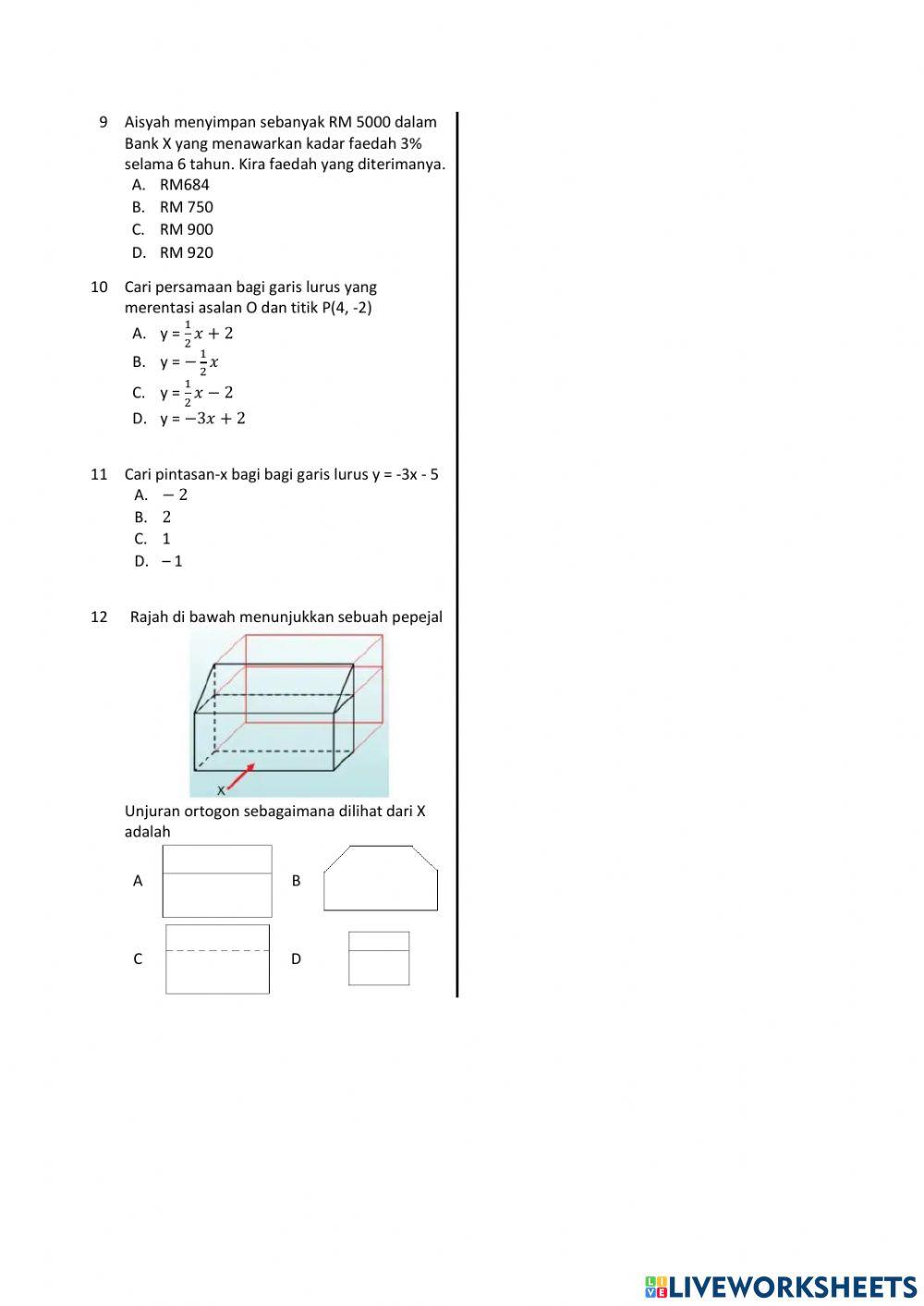 Ulangkaji Matematik Tingkatan 3