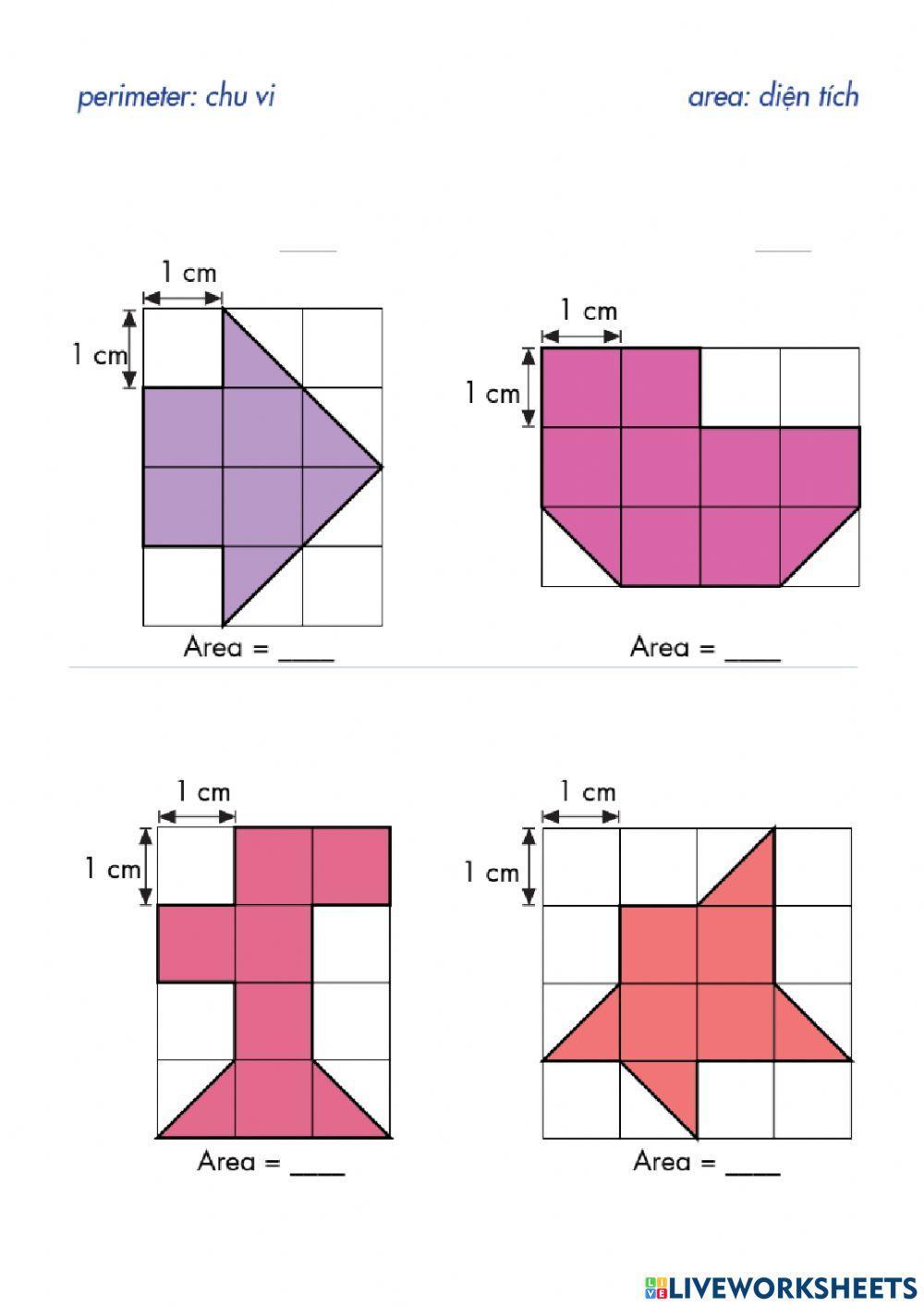 Diện tích của hình chữ nhật và hình vuông