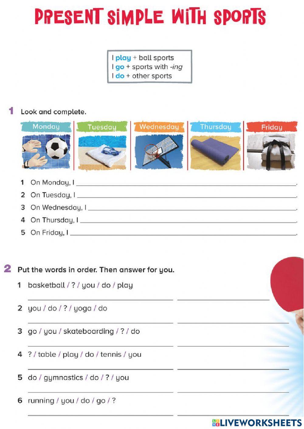 Present simple with sports