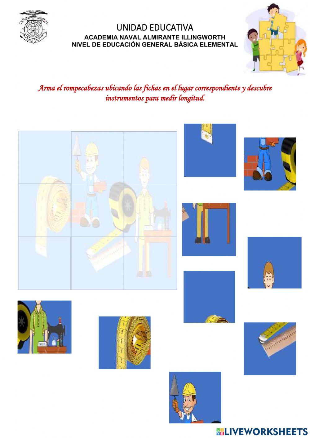 Rompecabezas de instrumentos de medidas de longitud