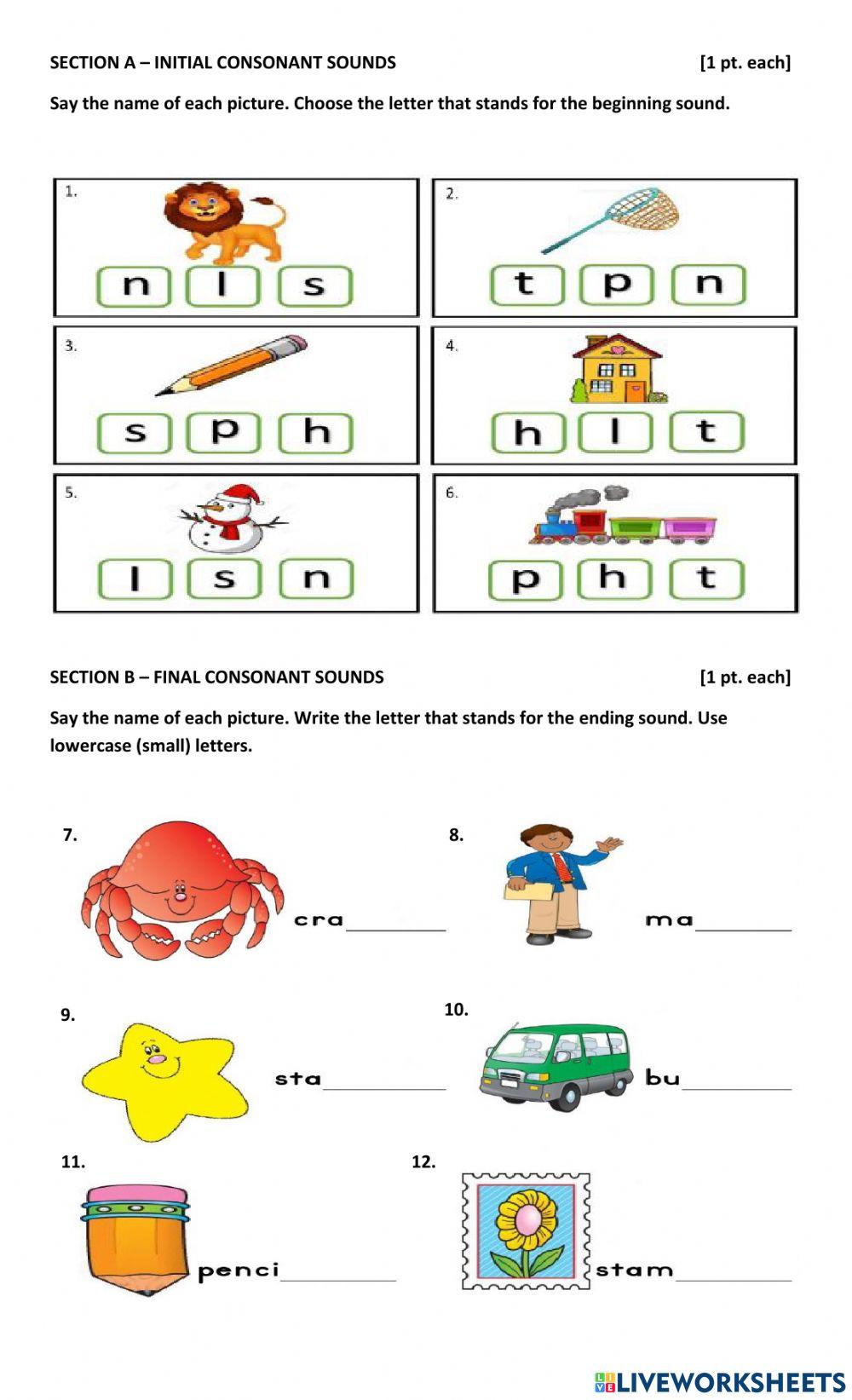 Phonics End of Month Quiz
