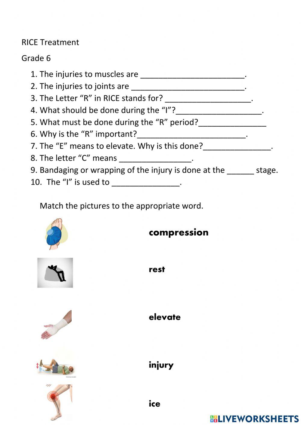 RICE treatment for injuries