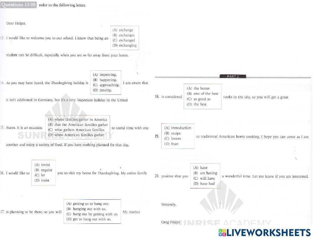 TOEFL Mock test Grammar