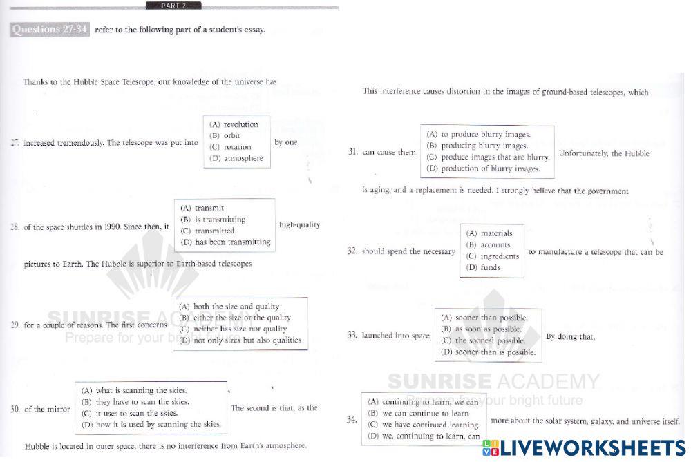 TOEFL Mock test Grammar