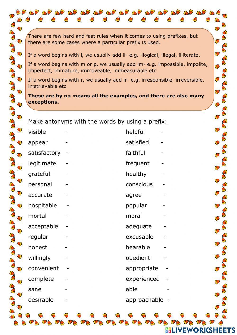 Negative prefixes Negative prefixes