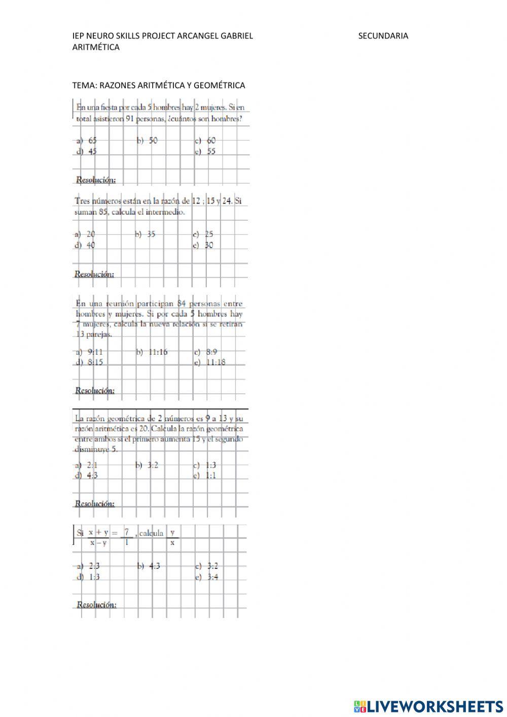 Razon aritmetica y geometrica