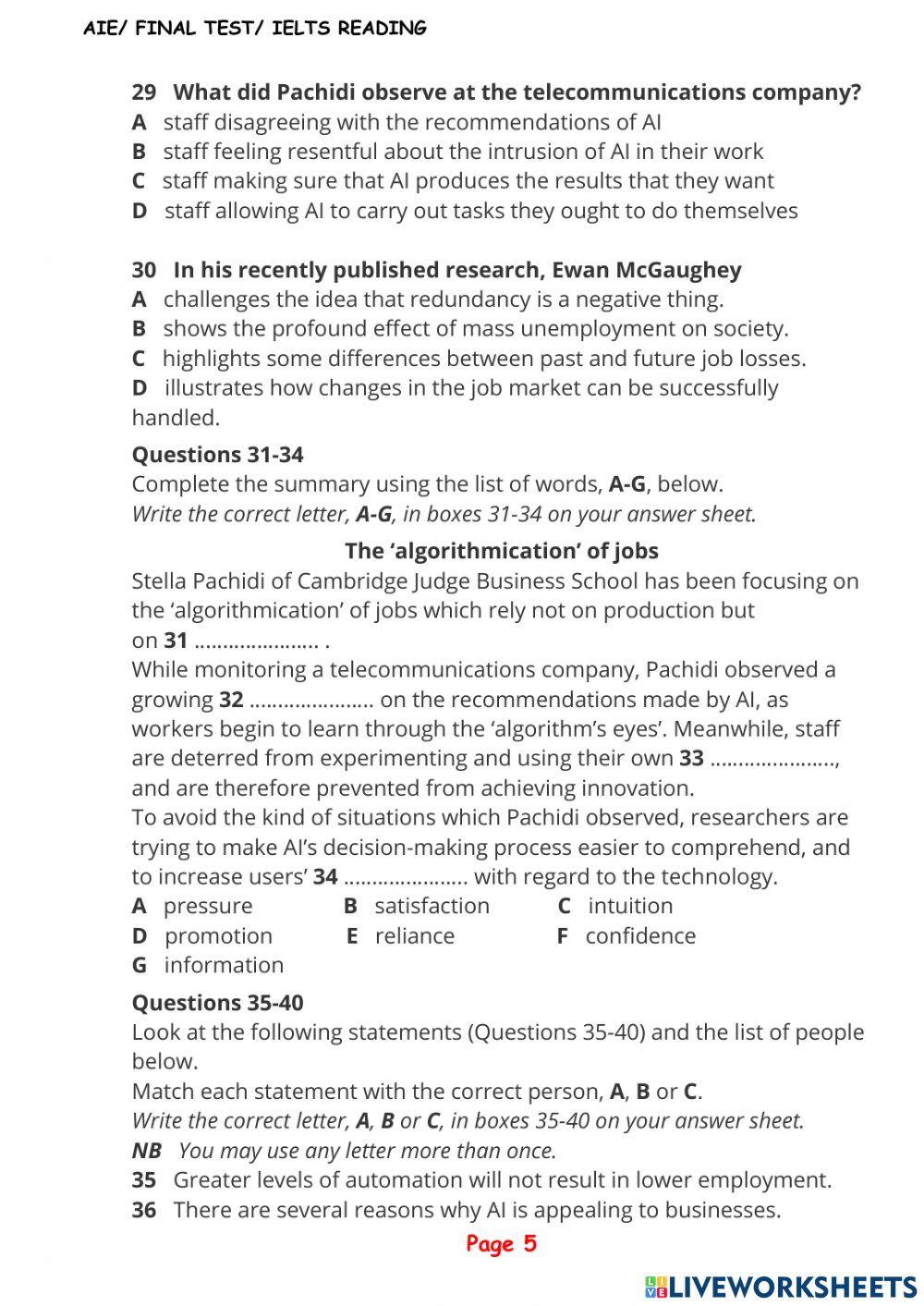 Reading ielts test PAS3