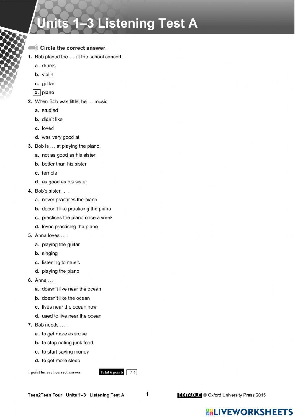 TEEN2TEEN4 - TEST REVIEW 1