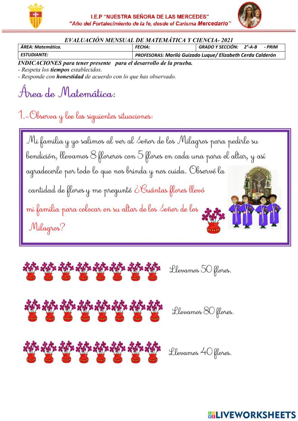 Examen mensual de matemática y ciencia