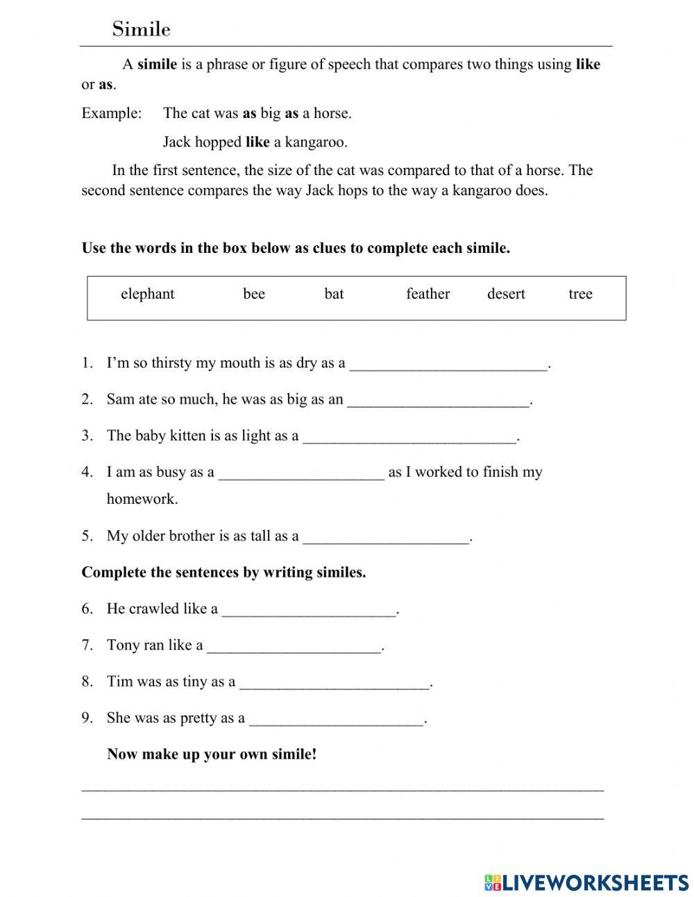 Similes 1678176 DeeMac LiveWorksheets