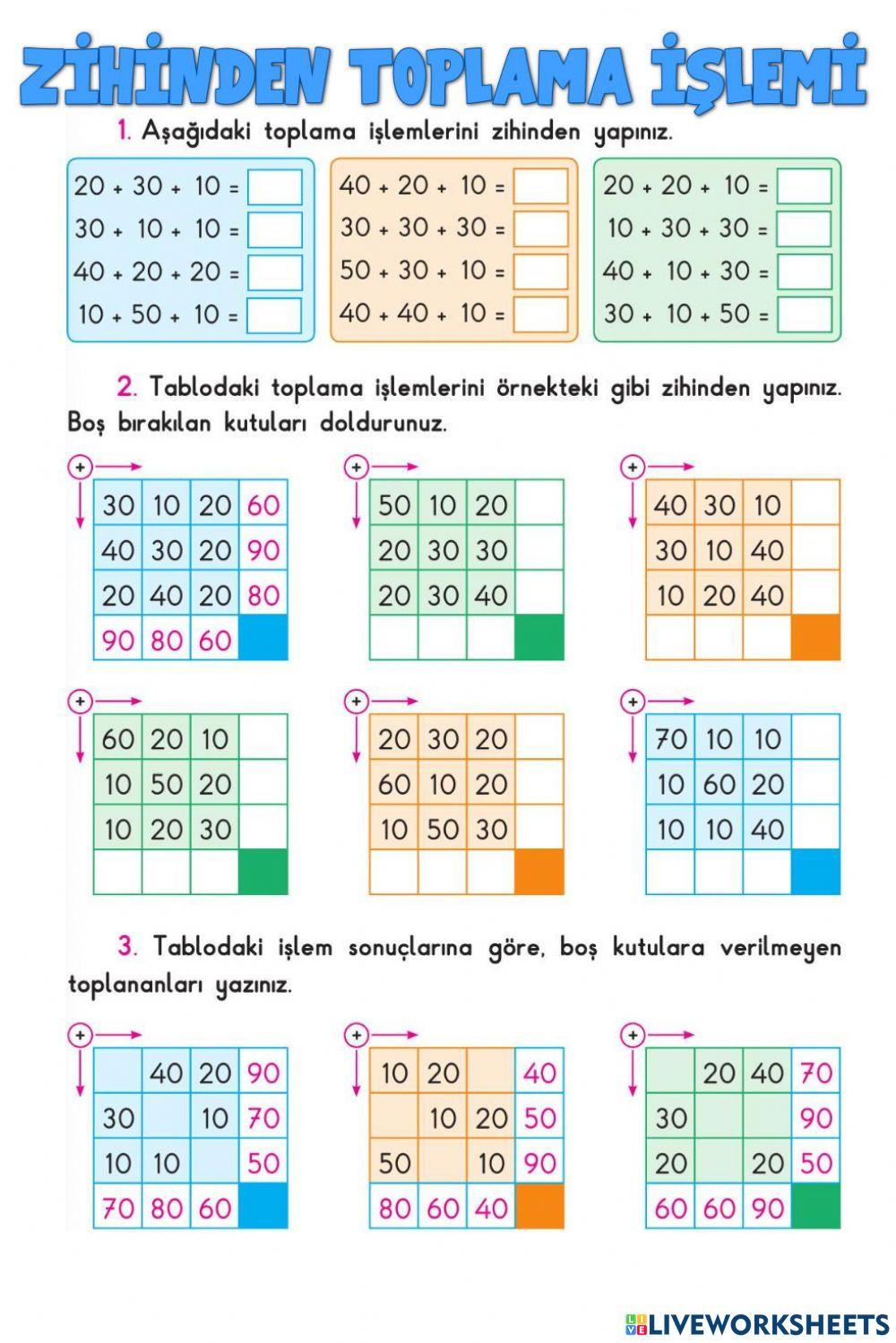 Zihinden Toplama İşlemi