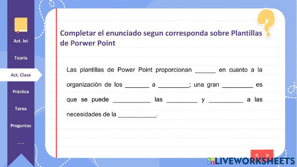 Actividad en clase Sexto Grado