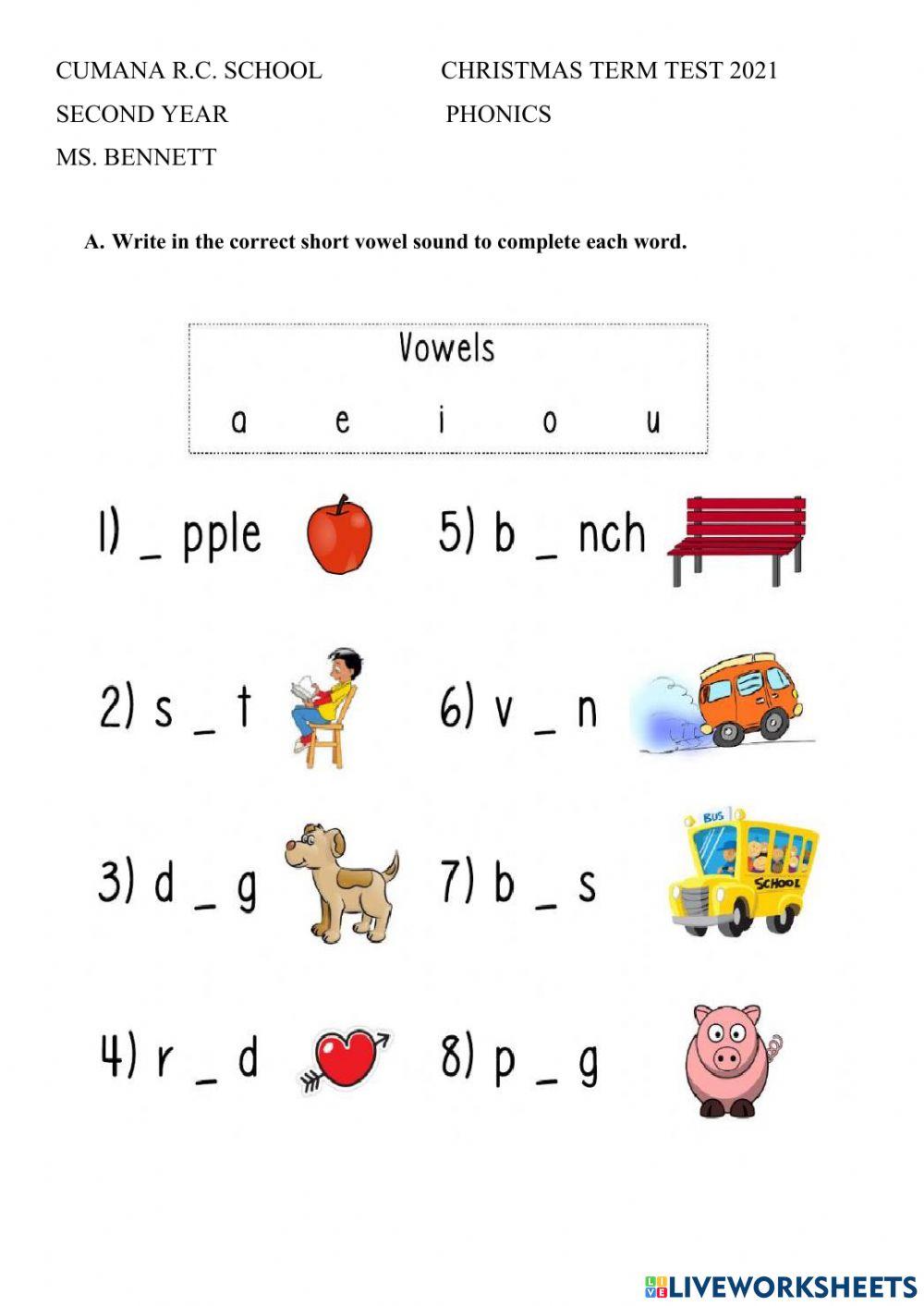 2nd Year Christmas Phonics Test online exercise for Live Worksheets