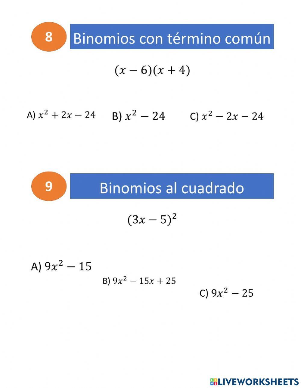 Repaso Expresiones Algebraicas y Productos Notables